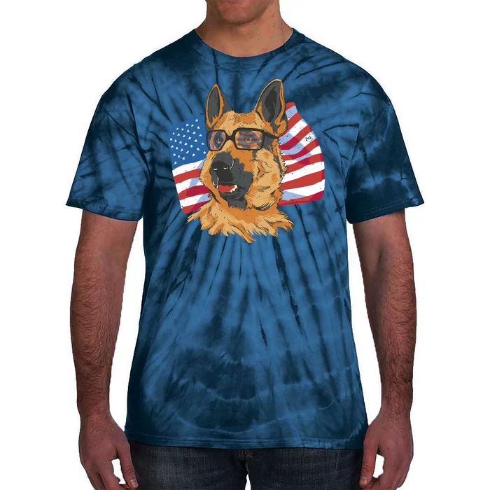 German Shepherd USA Flag Vintage Tie-Dye T-Shirt