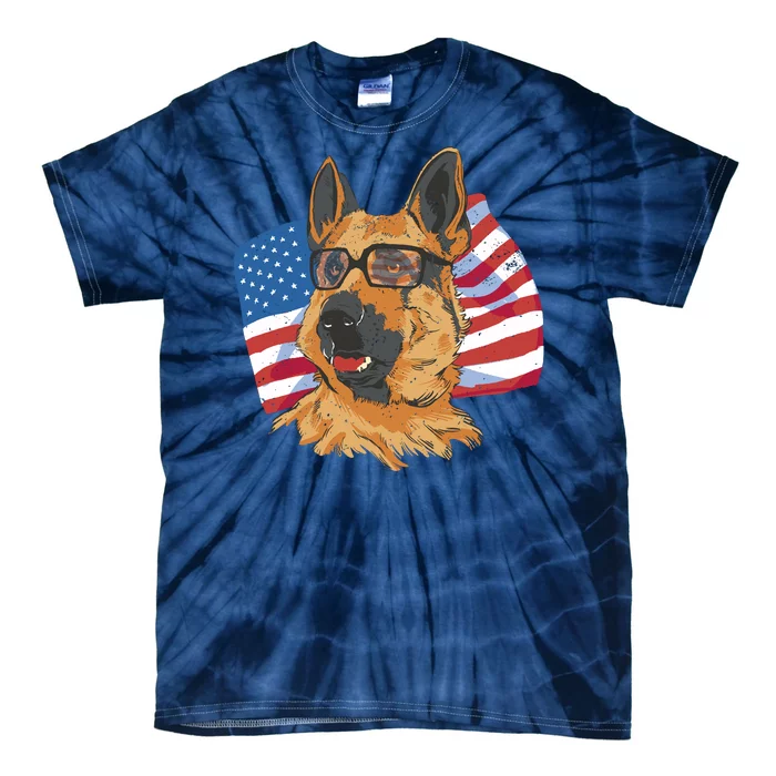 German Shepherd USA Flag Vintage Tie-Dye T-Shirt