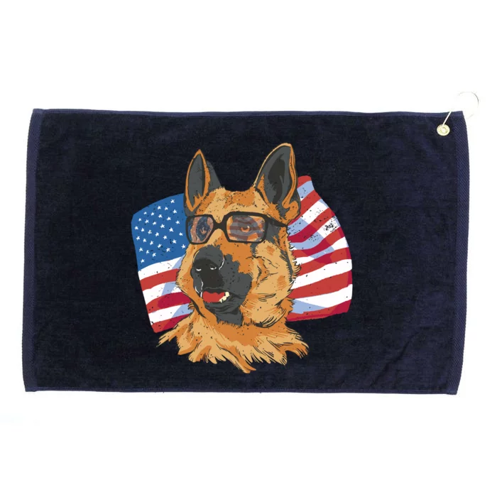 German Shepherd USA Flag Vintage Grommeted Golf Towel