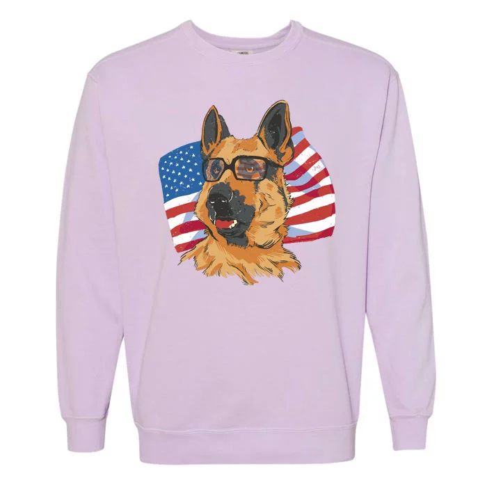 German Shepherd USA Flag Vintage Garment-Dyed Sweatshirt