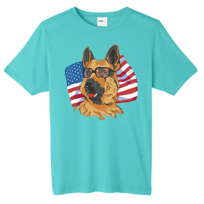 German Shepherd USA Flag Vintage ChromaSoft Performance T-Shirt