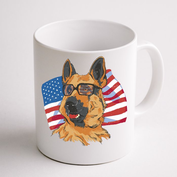 German Shepherd USA Flag Vintage Front & Back Coffee Mug