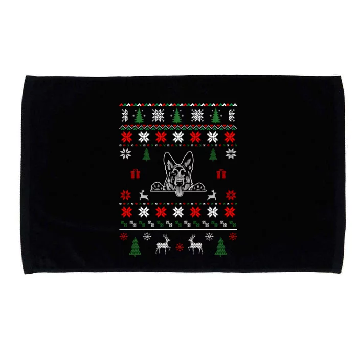 Ger Shepherd Ugly Christmas Dog Lover Gift Microfiber Hand Towel