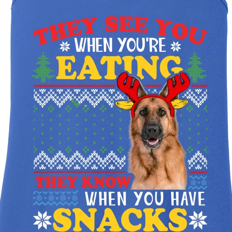 Ger Shepherd Ugly Xmas Gift They See You're Eating Gift Ladies Essential Tank