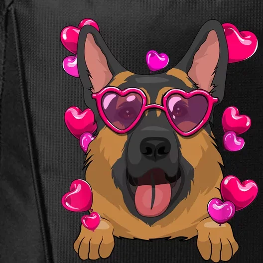 Ger Shepherd Valentines Day Heart Glasses Funny Dog Lover Funny Gift City Backpack