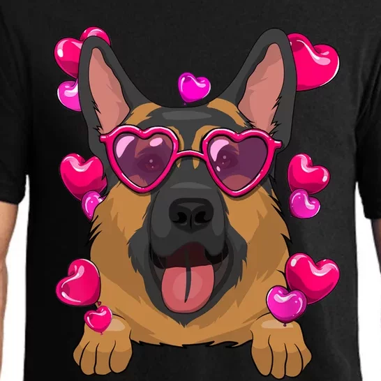 Ger Shepherd Valentines Day Heart Glasses Funny Dog Lover Funny Gift Pajama Set