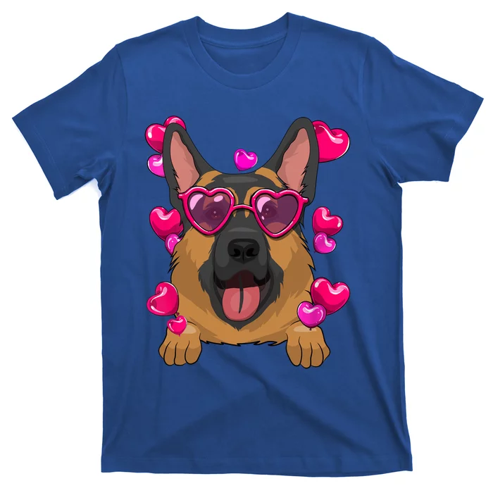 Ger Shepherd Valentines Day Heart Glasses Funny Dog Lover Funny Gift T-Shirt