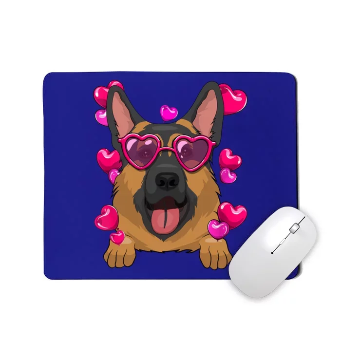 Ger Shepherd Valentines Day Heart Glasses Funny Dog Lover Funny Gift Mousepad