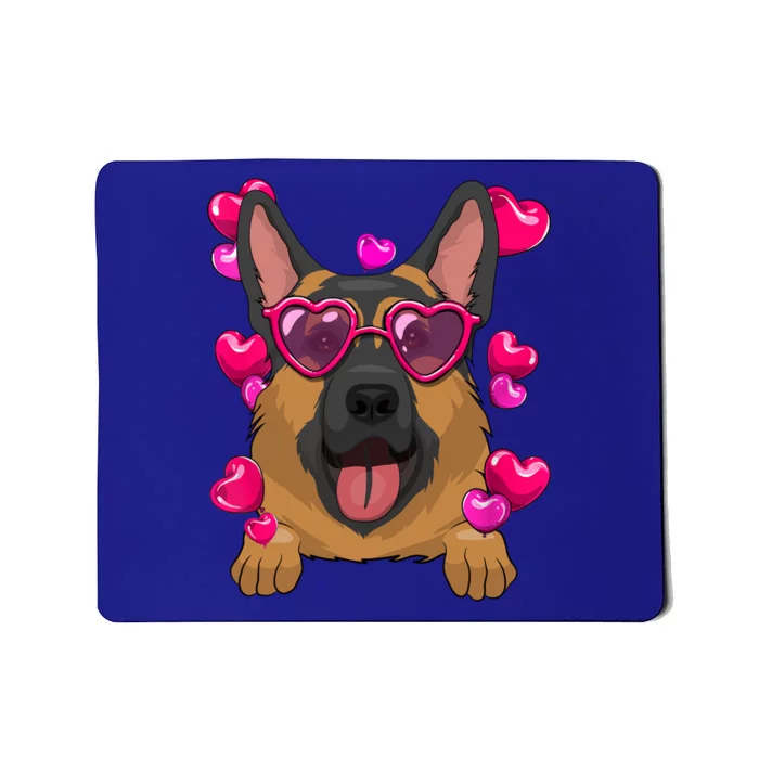 Ger Shepherd Valentines Day Heart Glasses Funny Dog Lover Funny Gift Mousepad