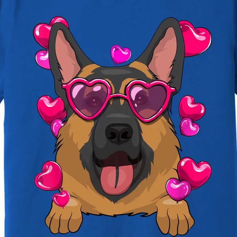 Ger Shepherd Valentines Day Heart Glasses Funny Dog Lover Funny Gift Premium T-Shirt