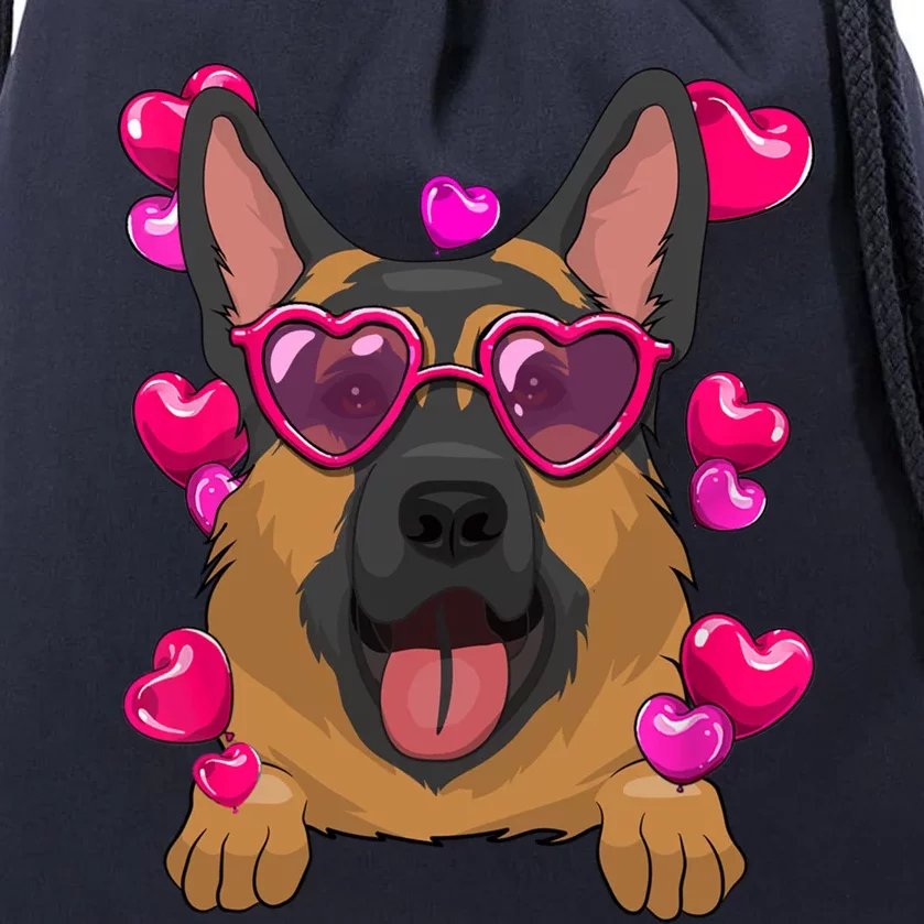 Ger Shepherd Valentines Day Heart Glasses Funny Dog Lover Funny Gift Drawstring Bag