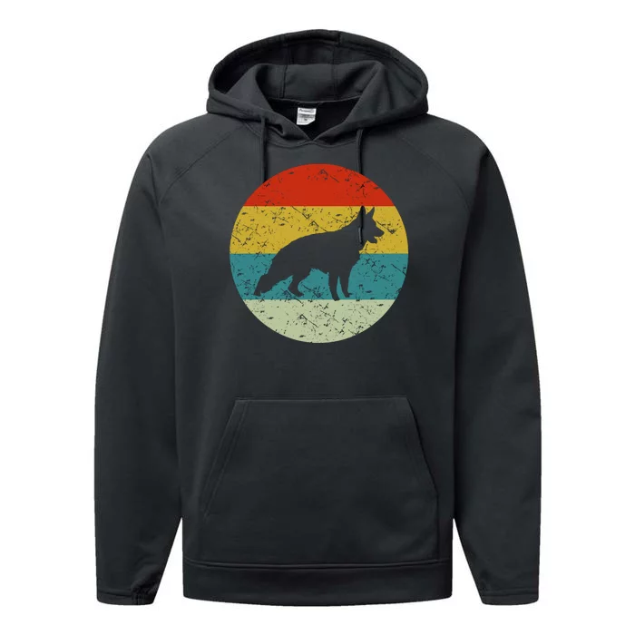 German Shepherd Vintage Dog 70s Performance Fleece Hoodie