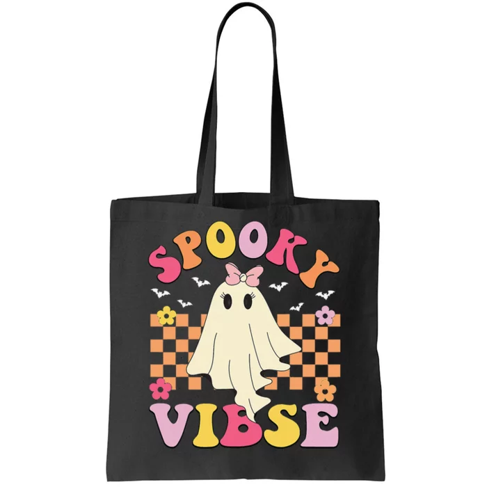 Groovy Spooky Vibes Halloween Ghost Spooky Season Tote Bag