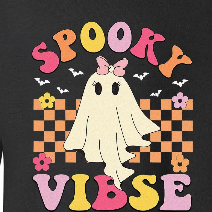 Groovy Spooky Vibes Halloween Ghost Spooky Season Toddler Sweatshirt