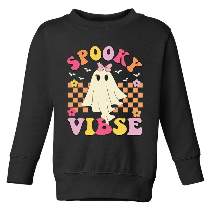 Groovy Spooky Vibes Halloween Ghost Spooky Season Toddler Sweatshirt