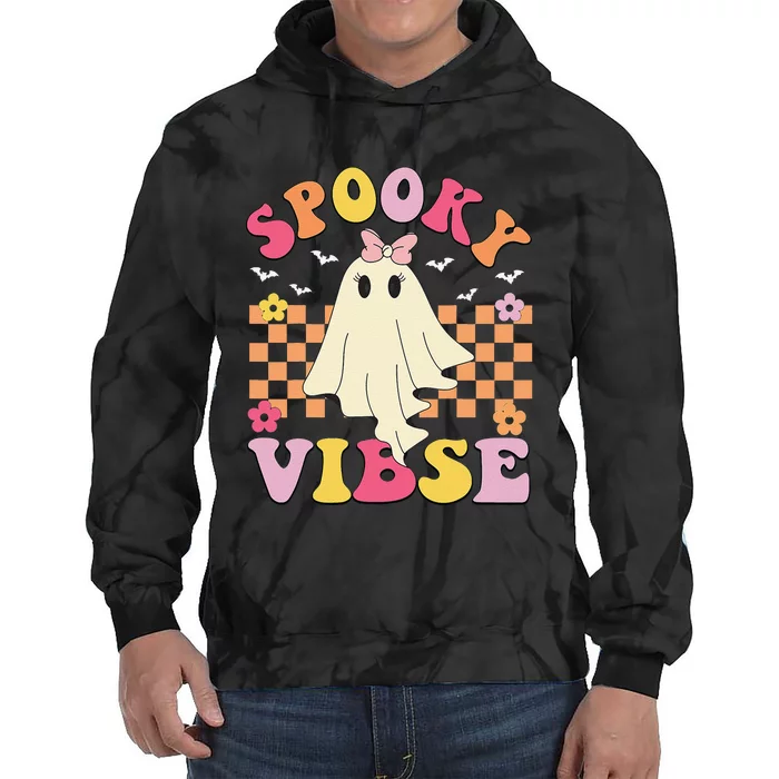 Groovy Spooky Vibes Halloween Ghost Spooky Season Tie Dye Hoodie