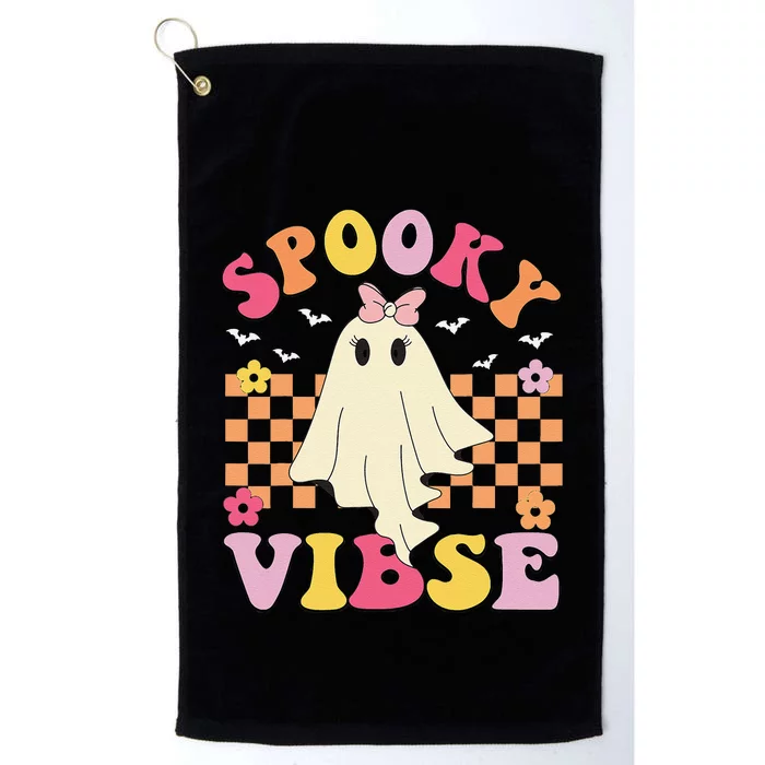 Groovy Spooky Vibes Halloween Ghost Spooky Season Platinum Collection Golf Towel