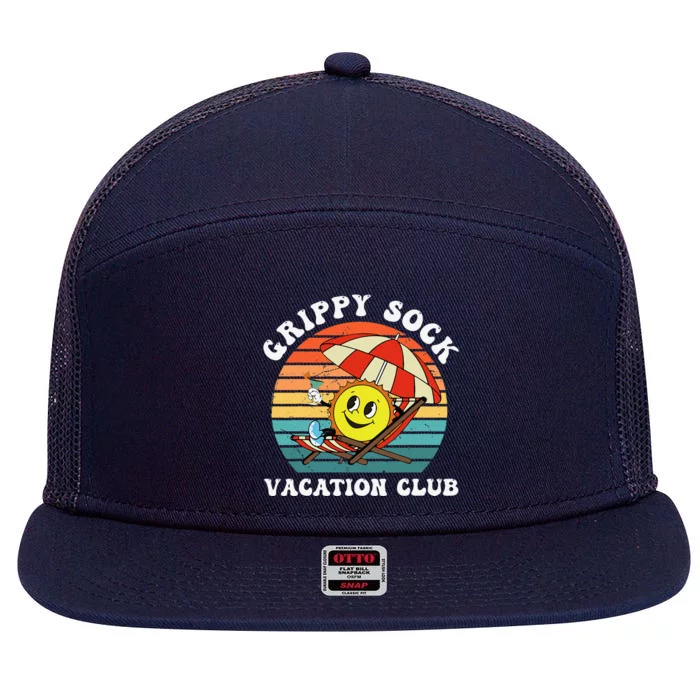 Grippy Sock Vacation Club Funny 7 Panel Mesh Trucker Snapback Hat