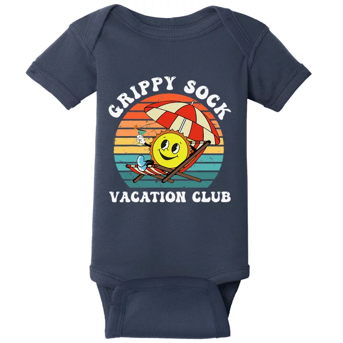 Grippy Sock Vacation Club Funny Baby Bodysuit