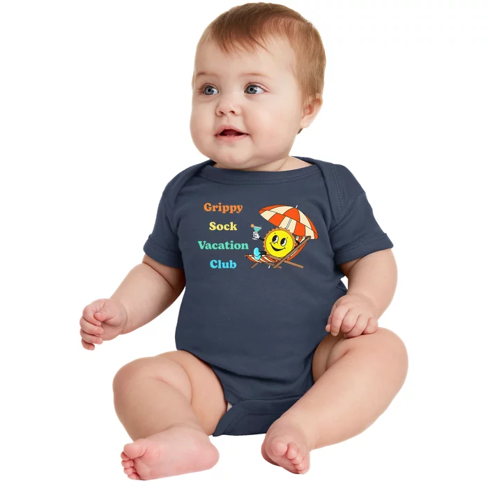 Grippy Sock Vacation Club Funny Apparel Baby Bodysuit