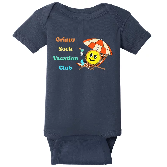 Grippy Sock Vacation Club Funny Apparel Baby Bodysuit