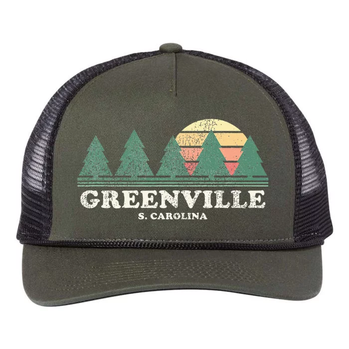 Greenville Sc Vintage Throwback Retro 70s Retro Rope Trucker Hat Cap