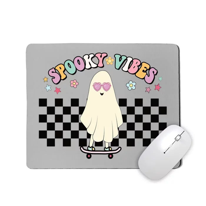 Groovy Spooky Vibes Retro Ghost Hippie Halloween Cool Gift Mousepad