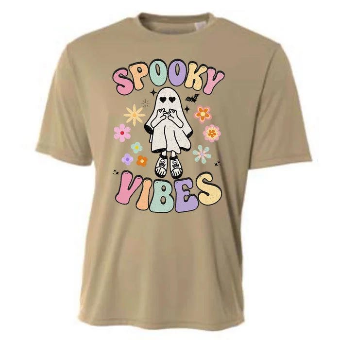 Groovy Spooky Vibes Halloween Ghost Spooky Season Women Cooling Performance Crew T-Shirt