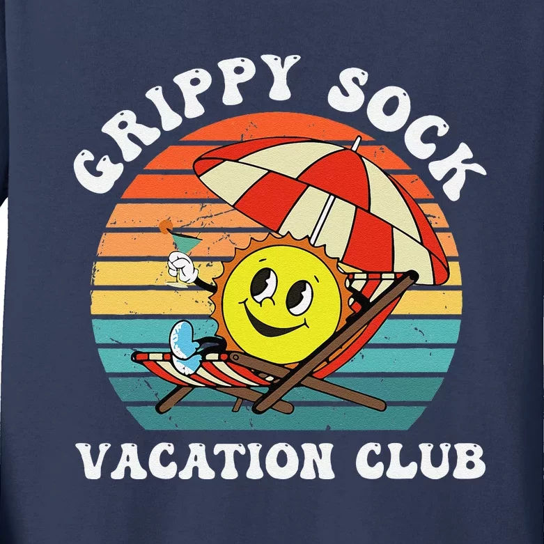 Grippy Sock Vacation Club Funny Kids Long Sleeve Shirt