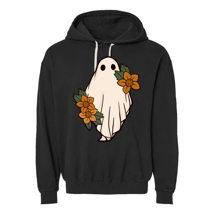 Ghost Sunflower Vintage Halloween Garment-Dyed Fleece Hoodie