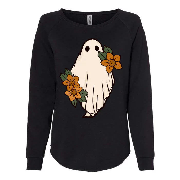 Ghost Sunflower Vintage Halloween Womens California Wash Sweatshirt