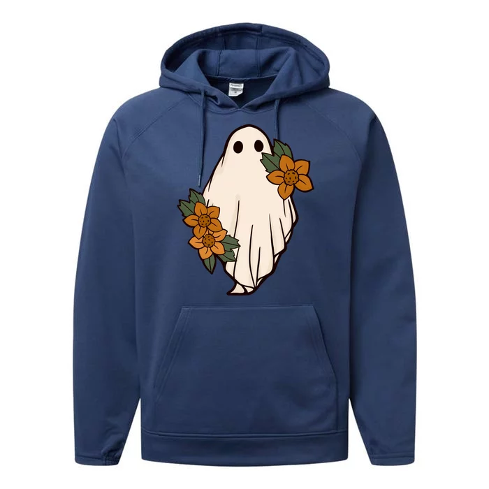 Ghost Sunflower Vintage Halloween Performance Fleece Hoodie