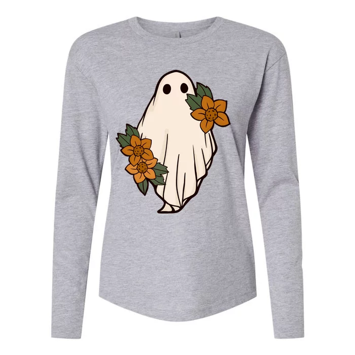 Ghost Sunflower Vintage Halloween Womens Cotton Relaxed Long Sleeve T-Shirt