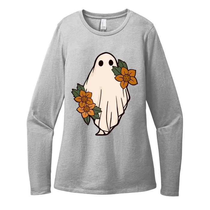 Ghost Sunflower Vintage Halloween Womens CVC Long Sleeve Shirt