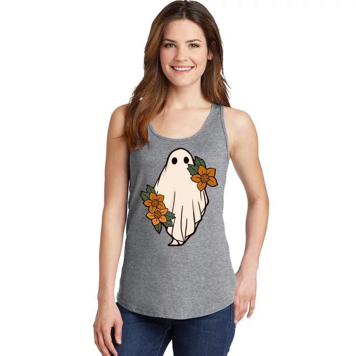 Ghost Sunflower Vintage Halloween Ladies Essential Tank