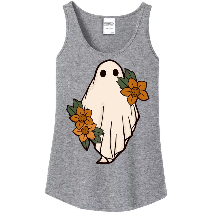 Ghost Sunflower Vintage Halloween Ladies Essential Tank