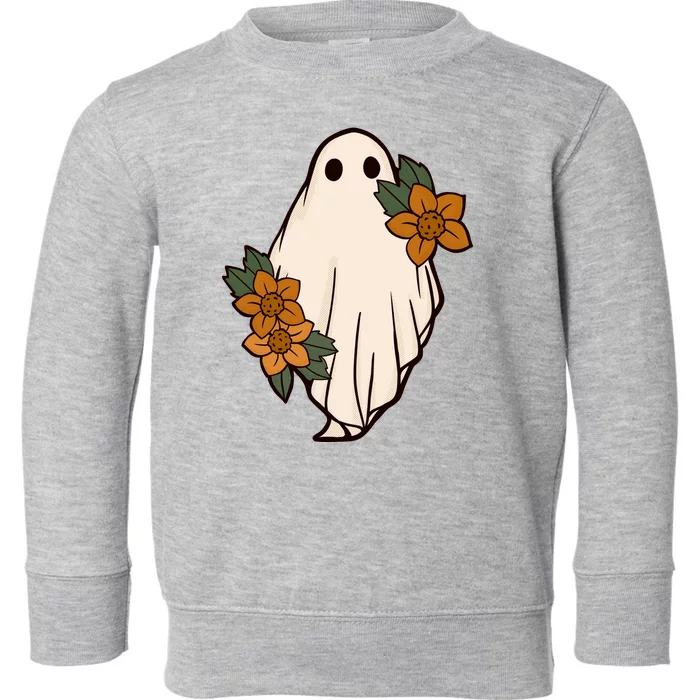 Ghost Sunflower Vintage Halloween Toddler Sweatshirt