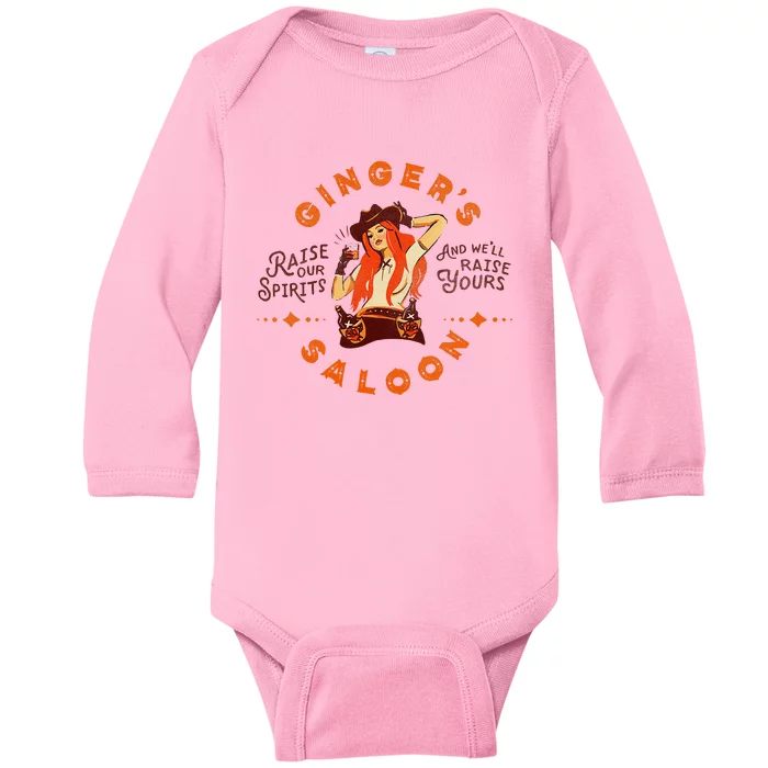 Gingers Saloon Vintage Whiskey Redhead Dive Bar Artist Gift Baby Long Sleeve Bodysuit