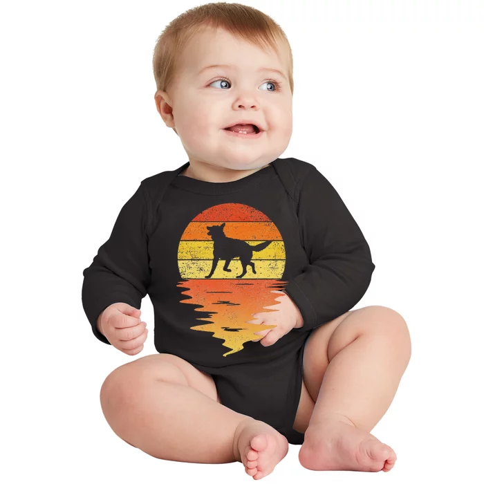 German Shepherd vintage retro sunset German Shepherd Baby Long Sleeve Bodysuit