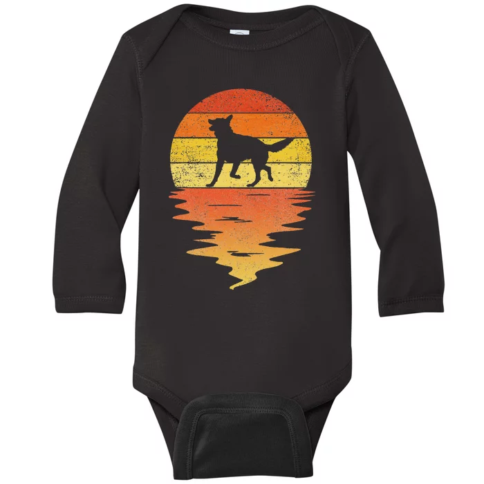 German Shepherd vintage retro sunset German Shepherd Baby Long Sleeve Bodysuit