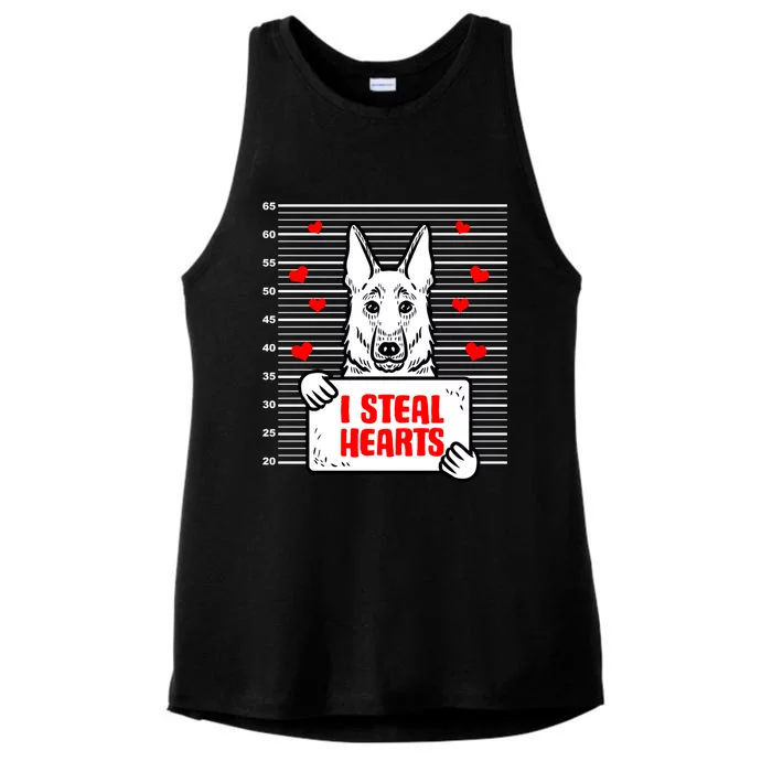 Ger Shepherd Valentines Day Dog Deutscher Schäferhund Gift Ladies Tri-Blend Wicking Tank