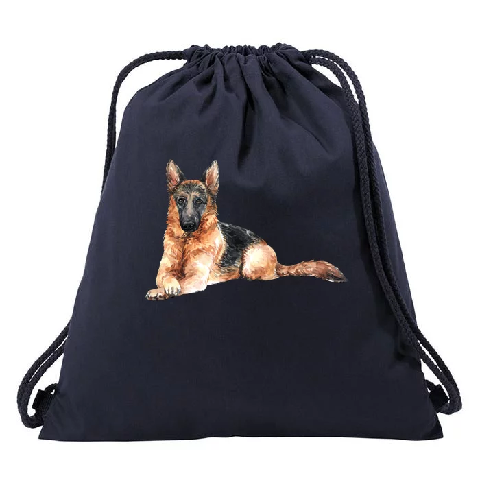 Ger Shepherd Watercolor For Dog Owners Gift Drawstring Bag