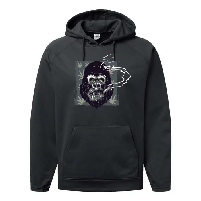 Gorilla Smoke Weed Performance Fleece Hoodie