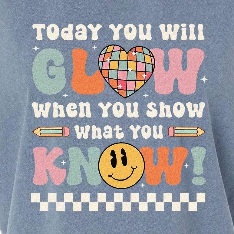 Groovy Show What You Know Testing Day For Teacher Garment-Dyed Women's Muscle Tee