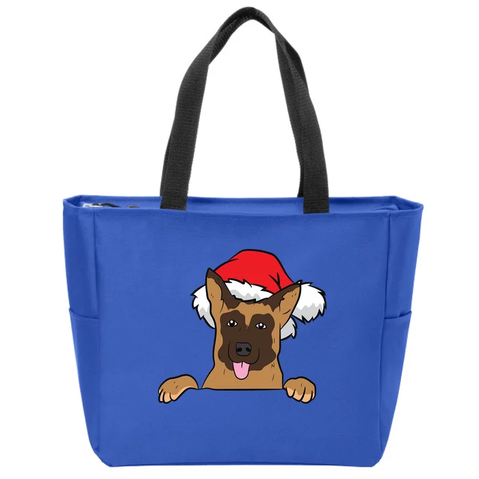 Ger Shepherd With Santa Hat Ger Shepherd Dog Christmas Cute Gift Zip Tote Bag