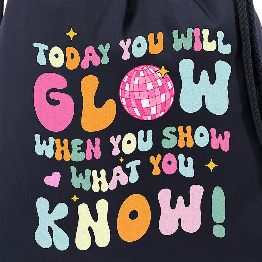 Groovy Show What You Know Test Testing Day Teacher Student Drawstring Bag