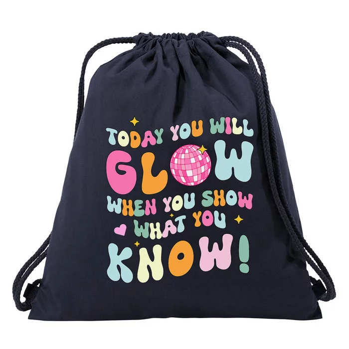 Groovy Show What You Know Test Testing Day Teacher Student Drawstring Bag