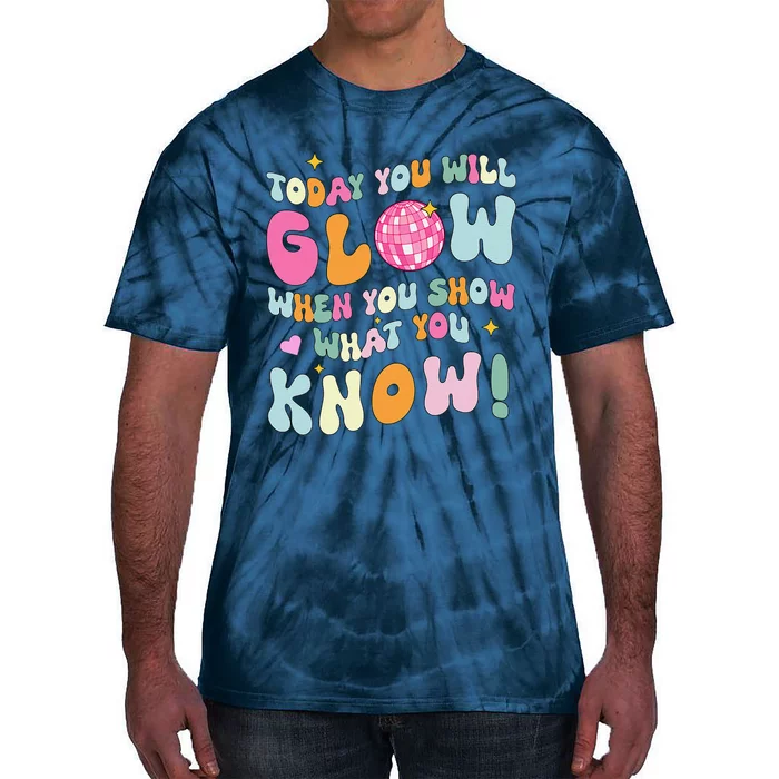 Groovy Show What You Know Test Testing Day Teacher Student Tie-Dye T-Shirt