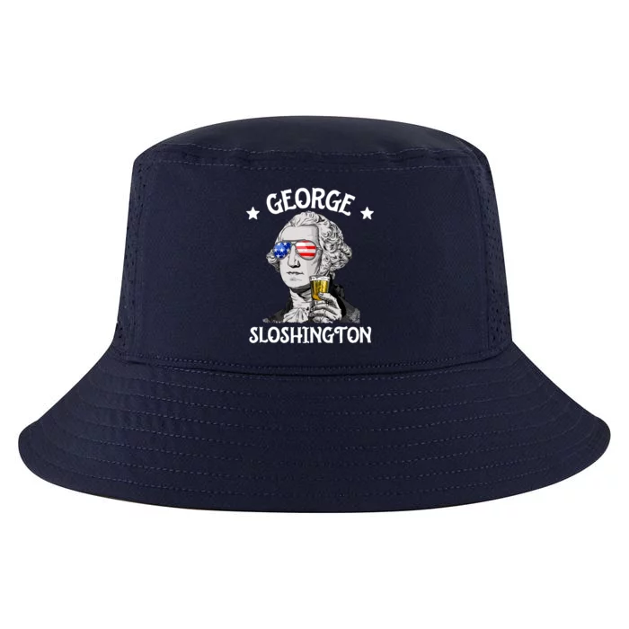 George Sloshington Washington 4th Of July USA Flag Cool Comfort Performance Bucket Hat