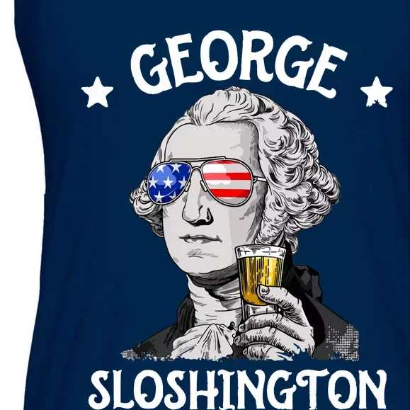 George Sloshington Washington 4th Of July USA Flag Ladies Essential Flowy Tank